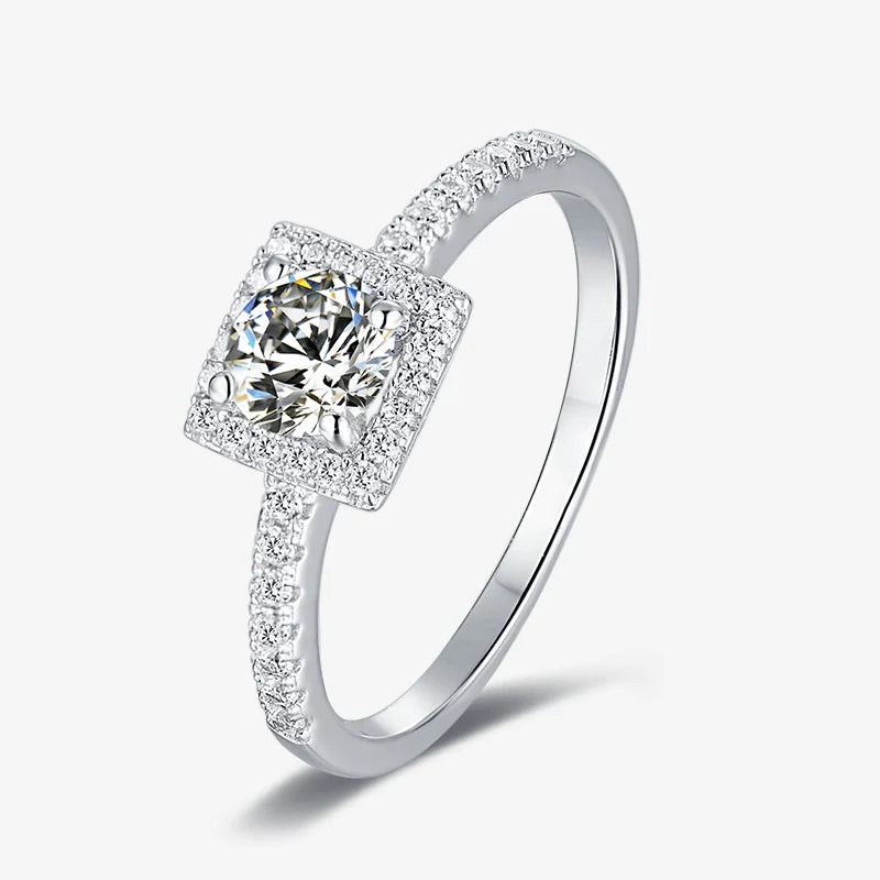 Moissanite Halo Engagement Ring 0.5CT