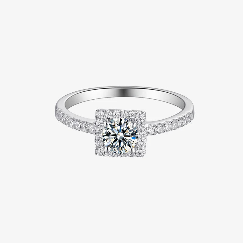 Moissanite Halo Engagement Ring 0.5CT